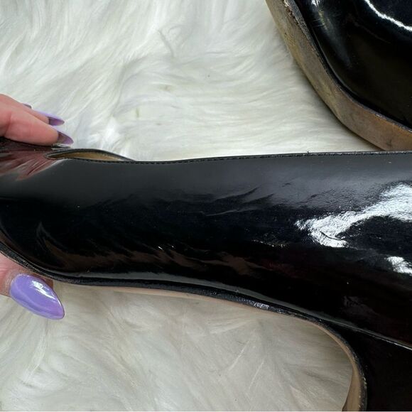 Salvatore Ferragamo Patent Leather Laser-cut Detail Pumps 9.5 - Picture 7 of 9